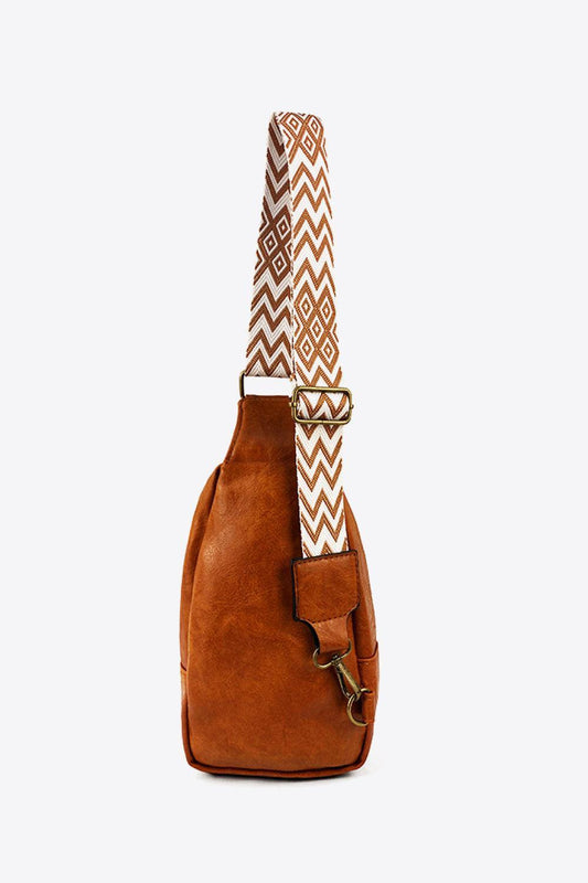 Adjustable Strap PU Leather Sling Bag - Trendsi