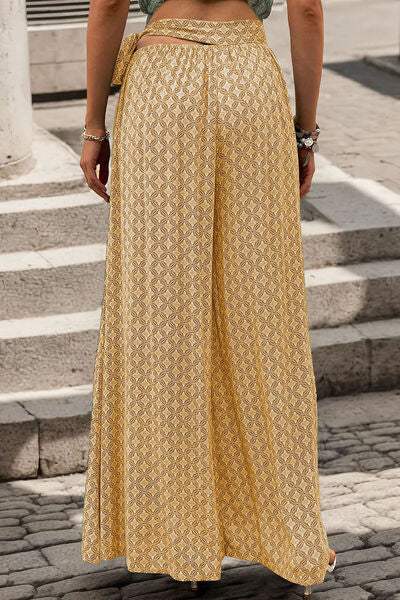 Printed Tied Wide Leg Pants - Trendsi - Flyclothing LLC