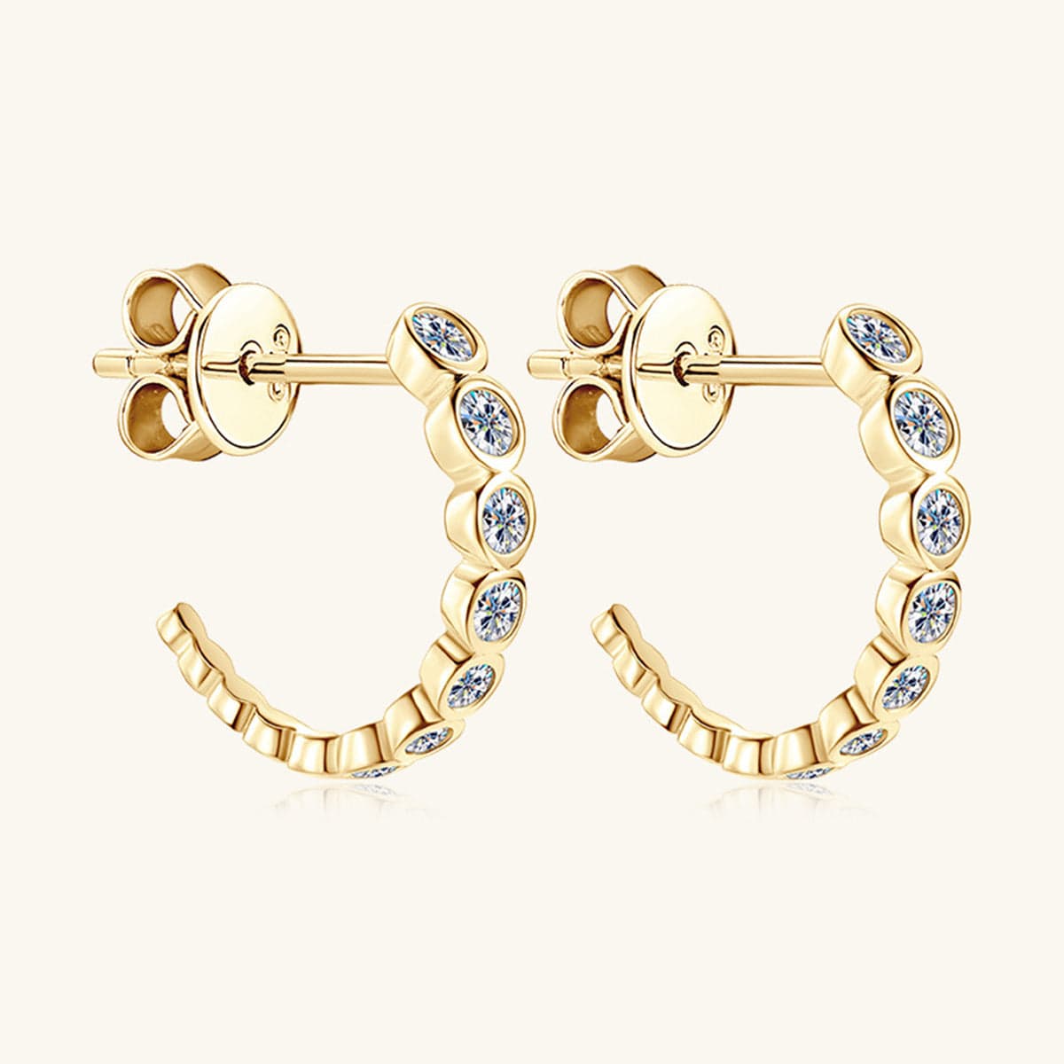 Inlaid Moissanite 925 Sterling Silver C-Hoop Earrings - Trendsi