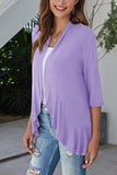 Open Front Ruffle Trim Cardigan - Trendsi