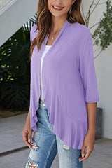 Open Front Ruffle Trim Cardigan - Trendsi