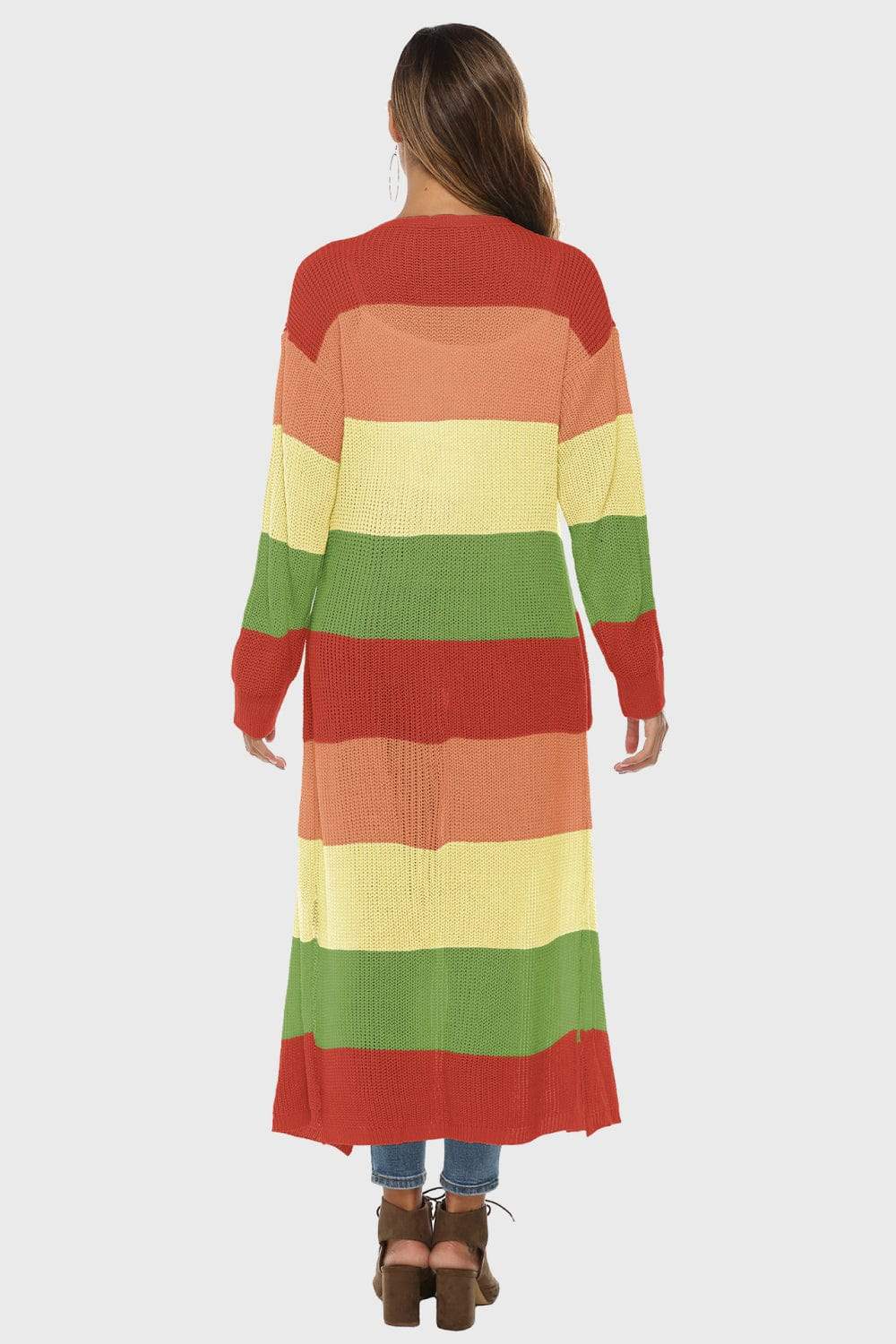 Color Block Long Sleeve Pocketed Cardigan - Trendsi - Flyclothing LLC