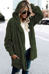 Teddy Hooded Jacket with Pockets - Trendsi - Flyclothing LLC