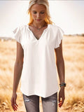 Ruffled Notched Cap Sleeve Tank - Trendsi