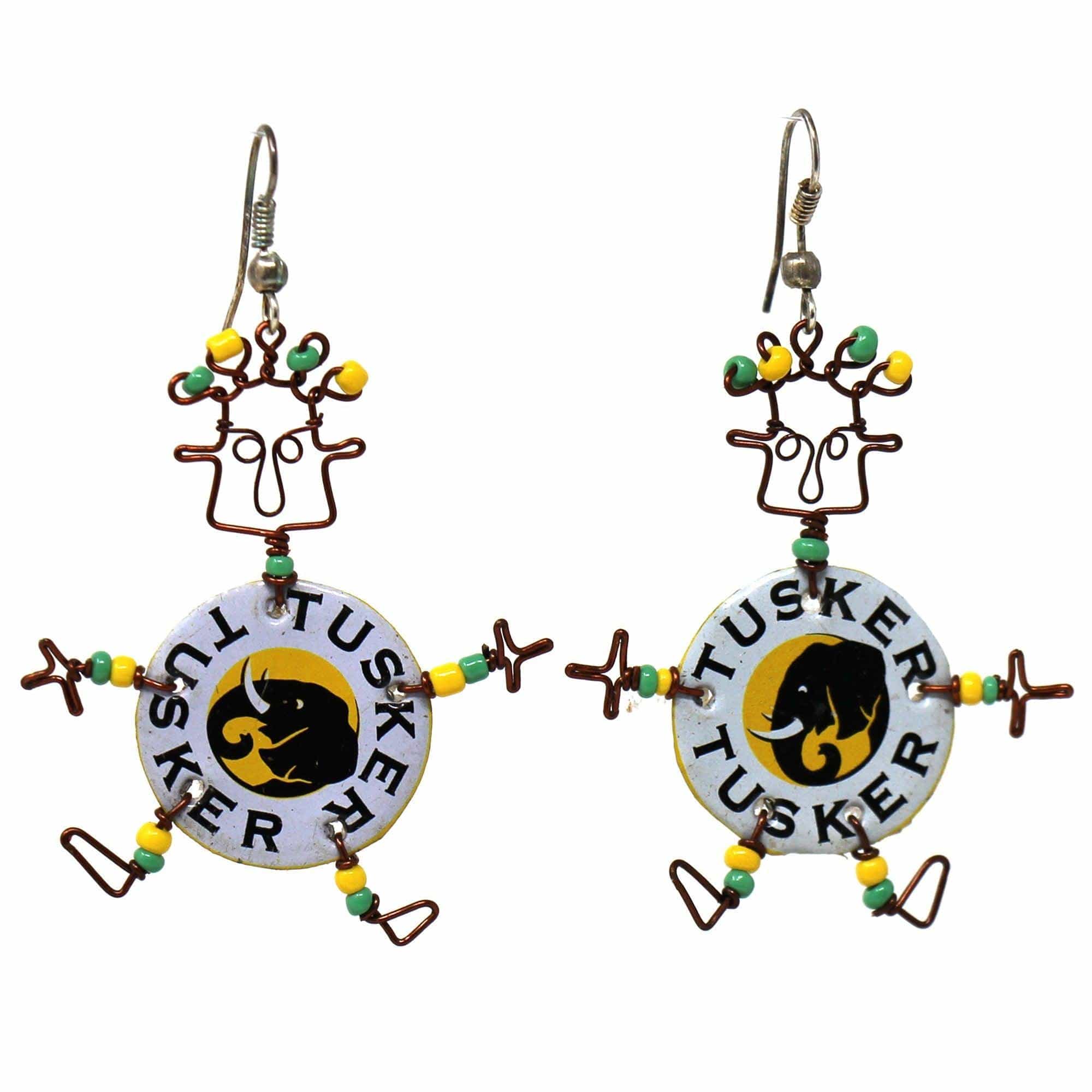 Recycled Tusker Bottle Cap Dancing Girl Earrings - Creative Alternatives - Creative Alternatives