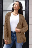 Open Front Cable-Knit Cardigan - Trendsi
