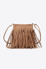 PU Leather Crossbody Bag with Fringe - Trendsi
