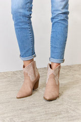 East Lion Corp Rhinestone Ankle Cowgirl Booties - Trendsi