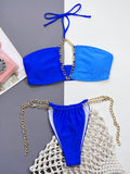 Chain Detail Halter Neck Bikini Set - Trendsi