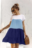 Color Block Round Neck Ruffle Hem Dress - Trendsi - Flyclothing LLC