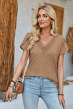 V-Neck Petal Sleeve T-Shirt - Trendsi - Flyclothing LLC
