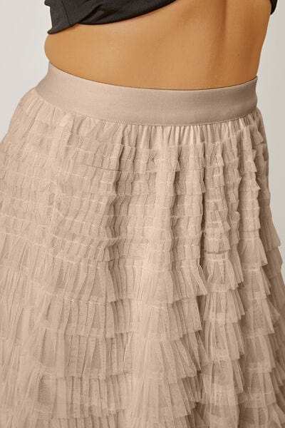 Ruched High Waist Tiered Skirt - Trendsi - Flyclothing LLC