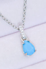 Teardrop Turquoise 4-Prong Pendant Necklace - Flyclothing LLC