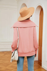 Half-Zip Collared Sweatshirt - Trendsi