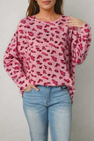 Leopard Round Neck Dropped Shoulder Blouse - Trendsi - Flyclothing LLC