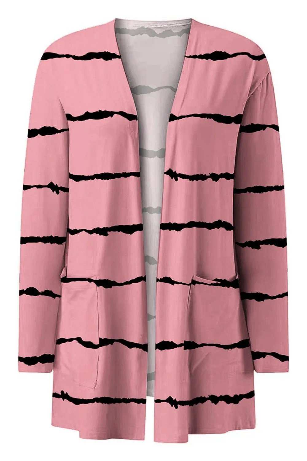 Printed Long Sleeve Cardigan - Trendsi - Flyclothing LLC