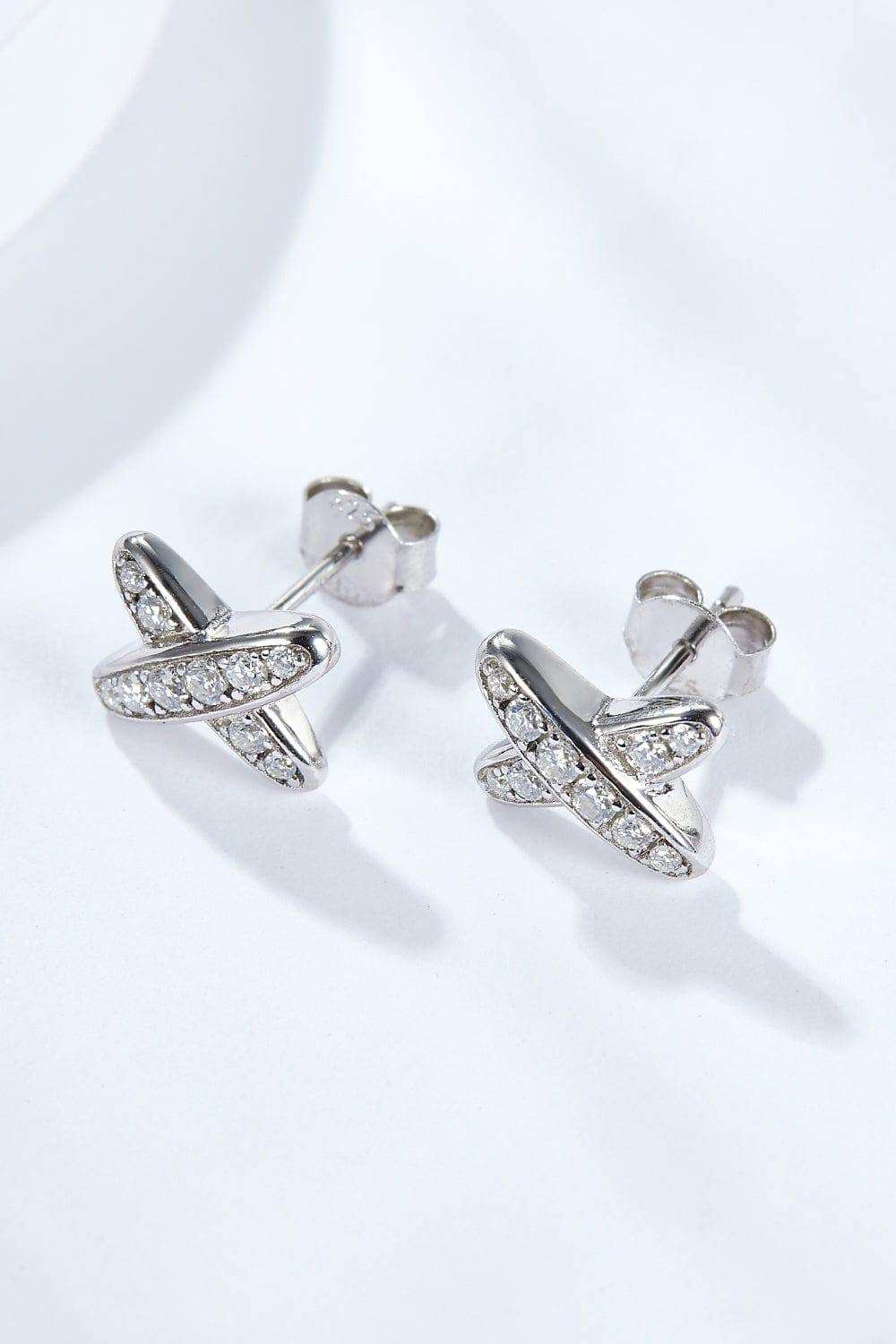 925 Sterling Silver X-Shape Moissanite Earrings - Trendsi - Flyclothing LLC