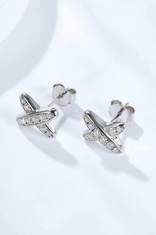 925 Sterling Silver X-Shape Moissanite Earrings - Trendsi - Flyclothing LLC