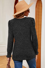 Square Neck Flounce Sleeve T-Shirt - Trendsi - Flyclothing LLC