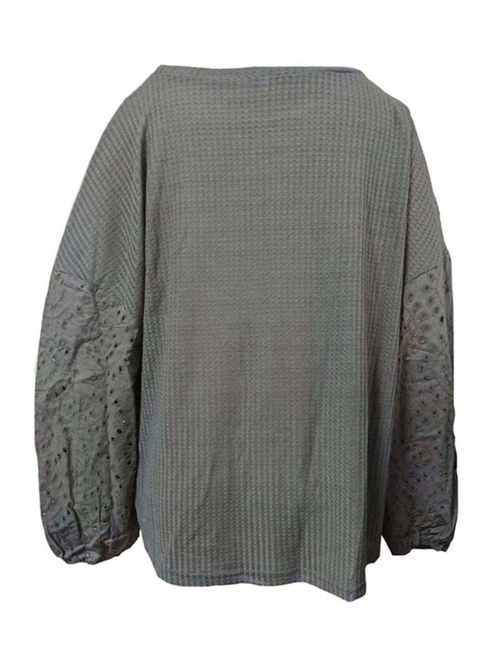 Openwork Dropped Shoulder Boat Neck Blouse - Trendsi - Flyclothing LLC