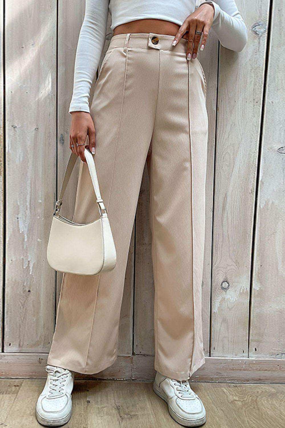 Center Seam Wide Leg Pants - Trendsi - Flyclothing LLC