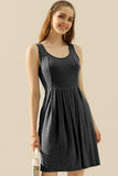 Doublju Full Size Round Neck Ruched Sleeveless Dress with Pockets - Trendsi