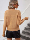 V-Neck Dropped Shoulder Long Sleeve Knit Top - Trendsi - Flyclothing LLC