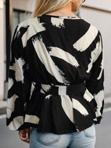 Printed Tie Front Lace Detail Cardigan - Trendsi - Flyclothing LLC