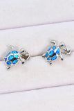Opal Turtle Platinum-Plated Stud Earrings - Trendsi