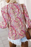 Printed Frill Flounce Sleeve Shirt - Trendsi - Flyclothing LLC