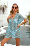 Openwork V-Neck Half Sleeve Cover Up - Trendsi - Flyclothing LLC