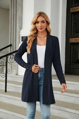 Long Sleeve Open Front Cardigan - Trendsi