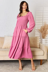 Culture Code Full Size Ruffle Trim Smocked Tiered Dress - Trendsi