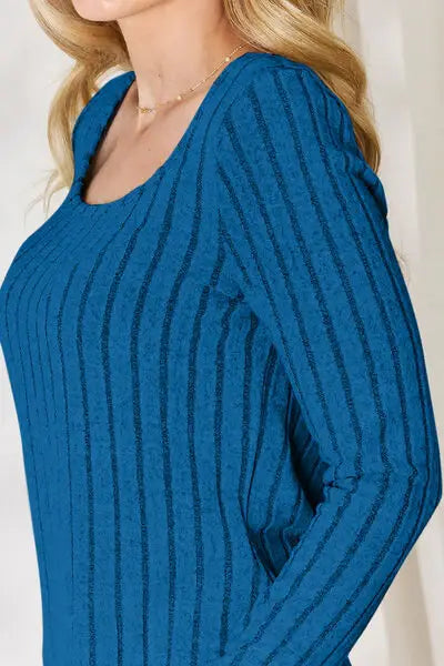 Basic Bae Full Size Ribbed Long Sleeve T-Shirt - Trendsi - Flyclothing LLC