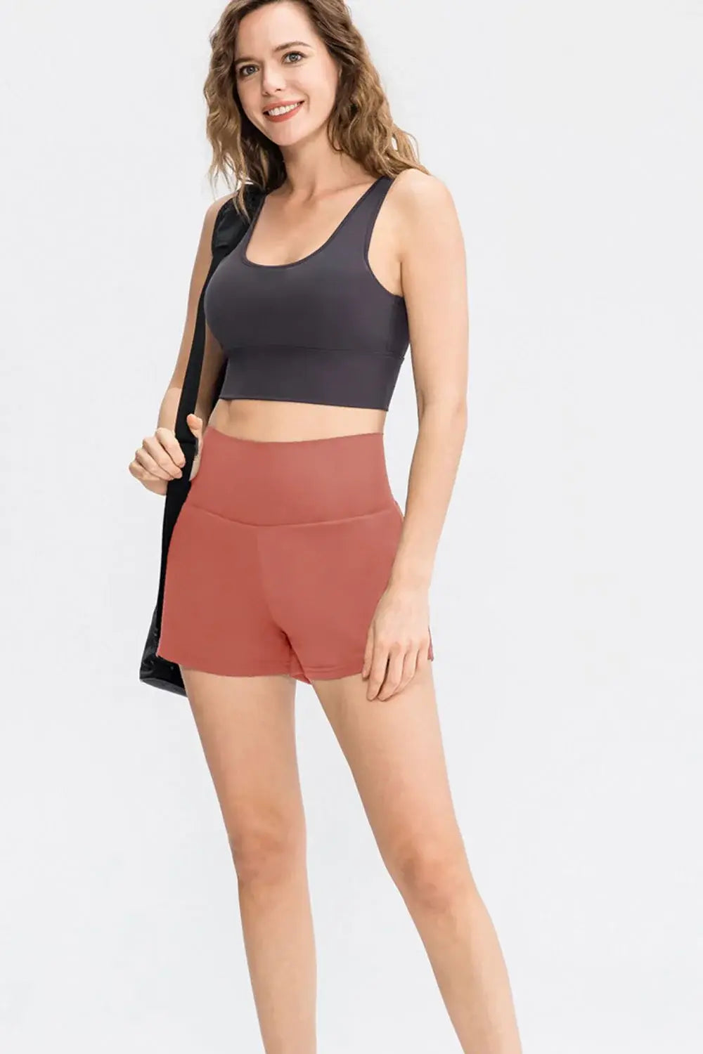 Wide Waistband Sports Shorts with Pockets - Trendsi - Flyclothing LLC