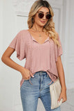 Eyelet Tie Neck Flutter Sleeve Blouse - Trendsi - Flyclothing LLC