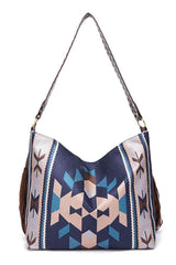 Geometric Canvas Tote Bag - Trendsi