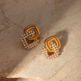 18K Gold-Plated Stainless Steel Square Earrings - Trendsi - Flyclothing LLC