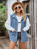 Button Front Sleeveless Denim Jacket - Trendsi