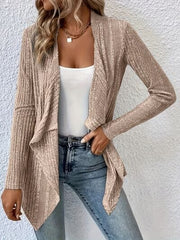 Open Front Long Sleeve Cardigan - Trendsi