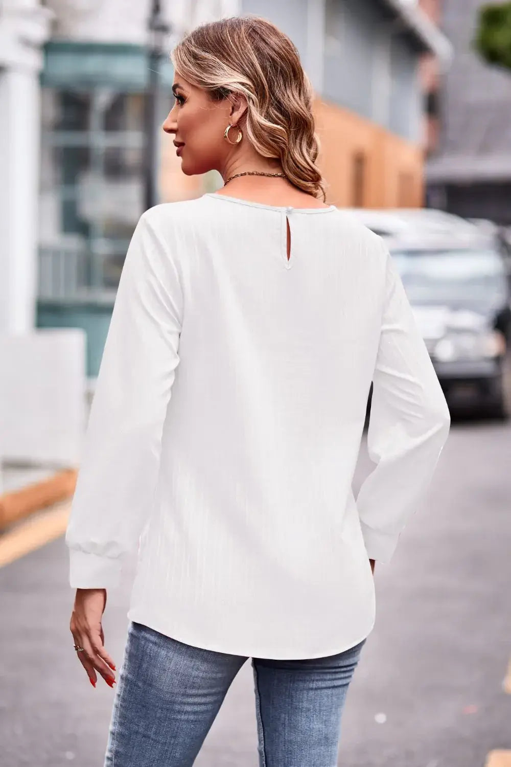 Round Neck Long Sleeve Tee - Trendsi - Flyclothing LLC