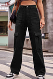 Buttoned High Waist Loose Fit Jeans - Trendsi