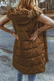 Longline Hooded Sleeveless Puffer Vest - Trendsi - Flyclothing LLC