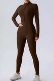 Half Zip Mock Neck Active Jumpsuit - Trendsi - Flyclothing LLC