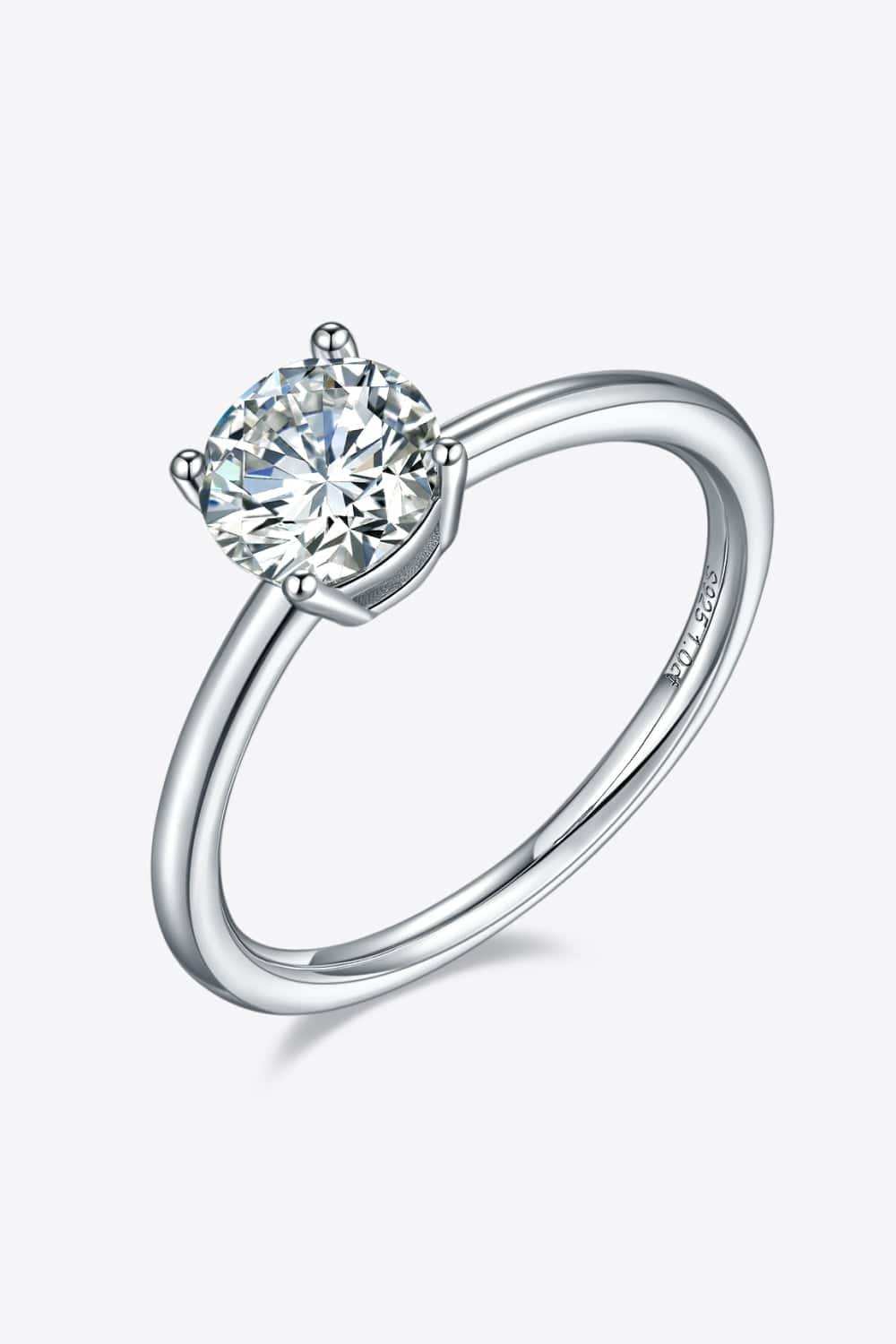 1 Carat Moissanite 925 Sterling Silver Solitaire Ring - Trendsi - Flyclothing LLC