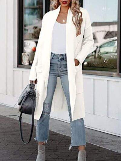 Open Front Dropped Shoulder Outerwear - Trendsi - Flyclothing LLC