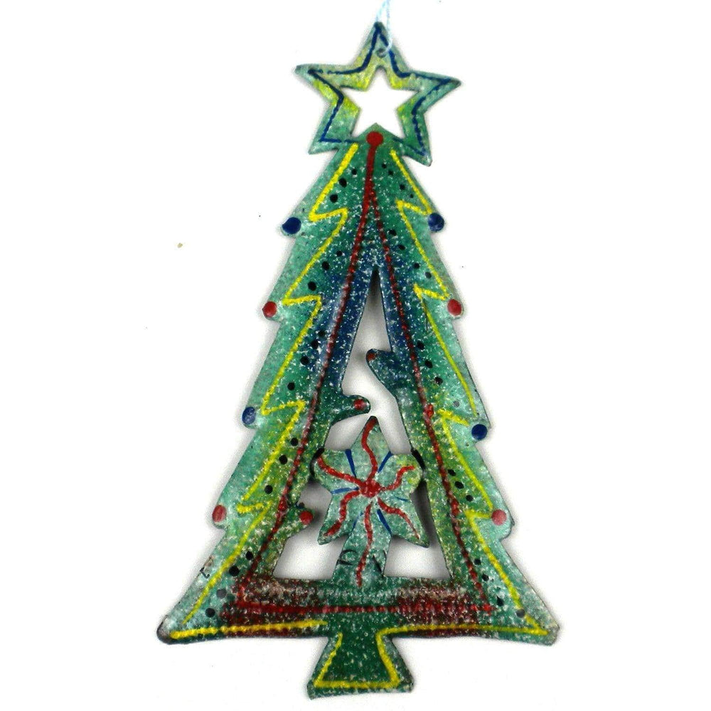Hand Painted Tree Steel Drum Ornament - Croix des Bouquets (H) - Croix des Bouquets