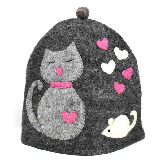 Hand Crafted Felt: Cat Tea Cozy - Global Groove Direct