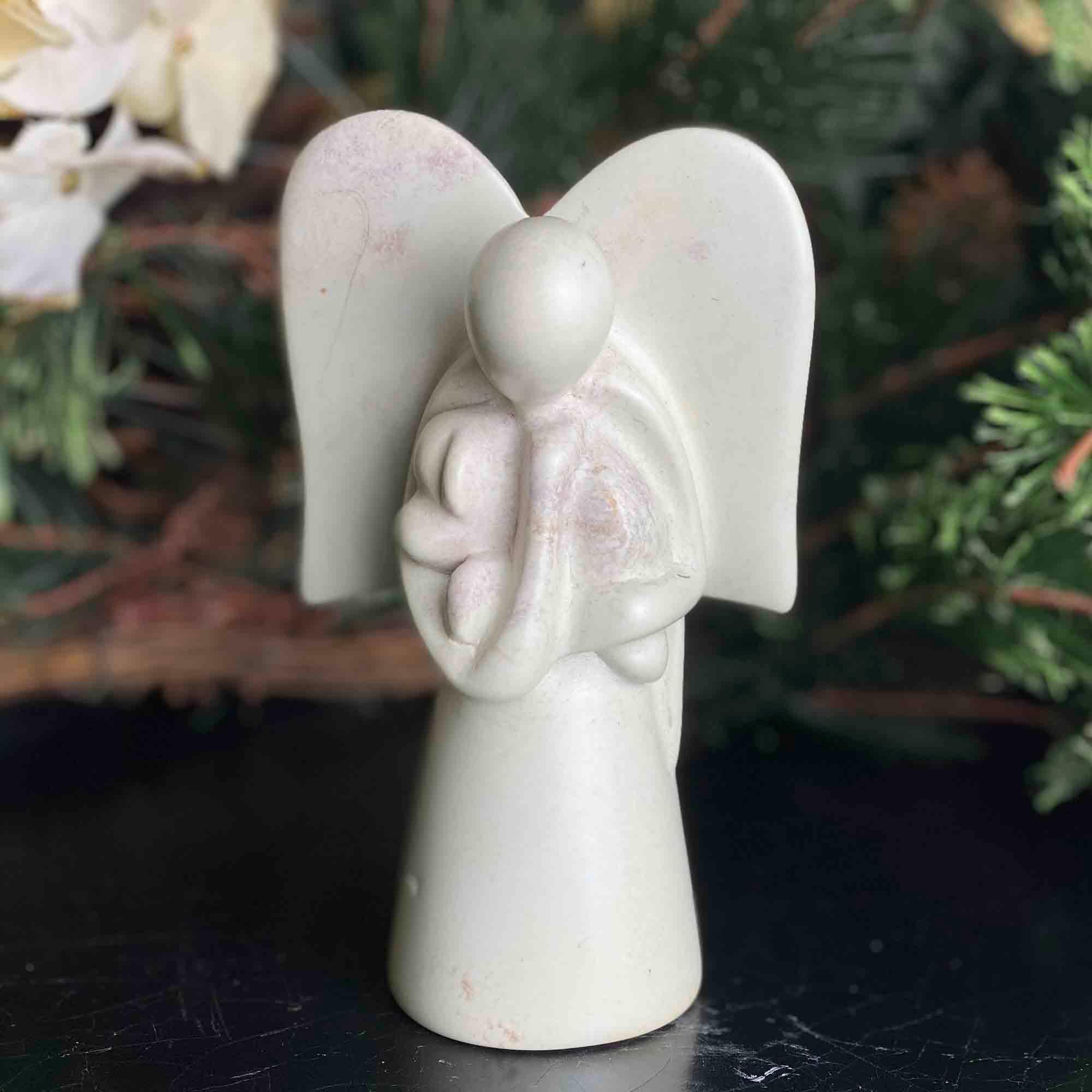 Angel Soapstone Sculpture Holding Dog - Flyclothing LLC