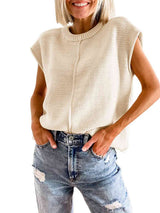 Cap Sleeve Sweater Vest - Trendsi - Flyclothing LLC